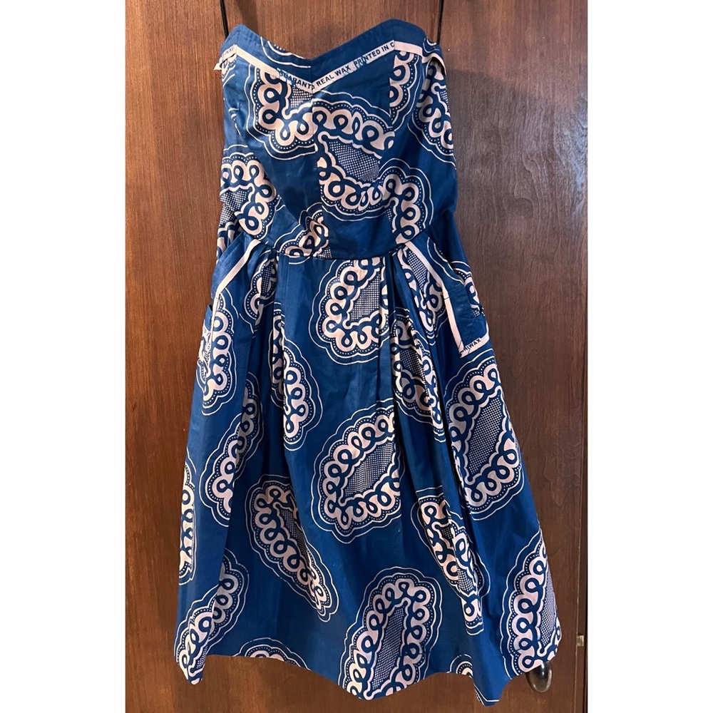Zachary's Smile Blue and White Sundress with Sweetheart Neckline